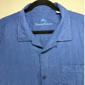 Tommy Bahama IslandZone Men’s XL Blue Silk Blend Short Sleeve Hawaiian Shirt